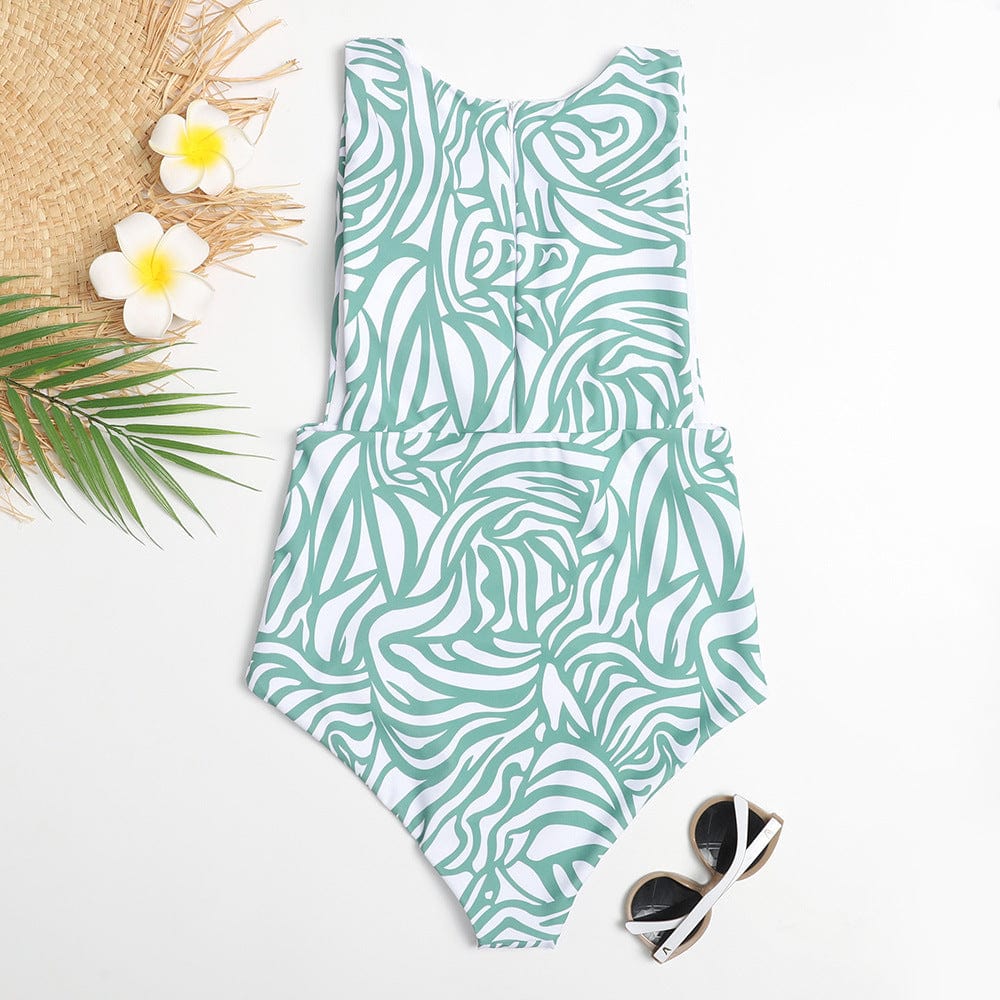 Jednoczęściowy strój kąpielowy z wysokim stanem