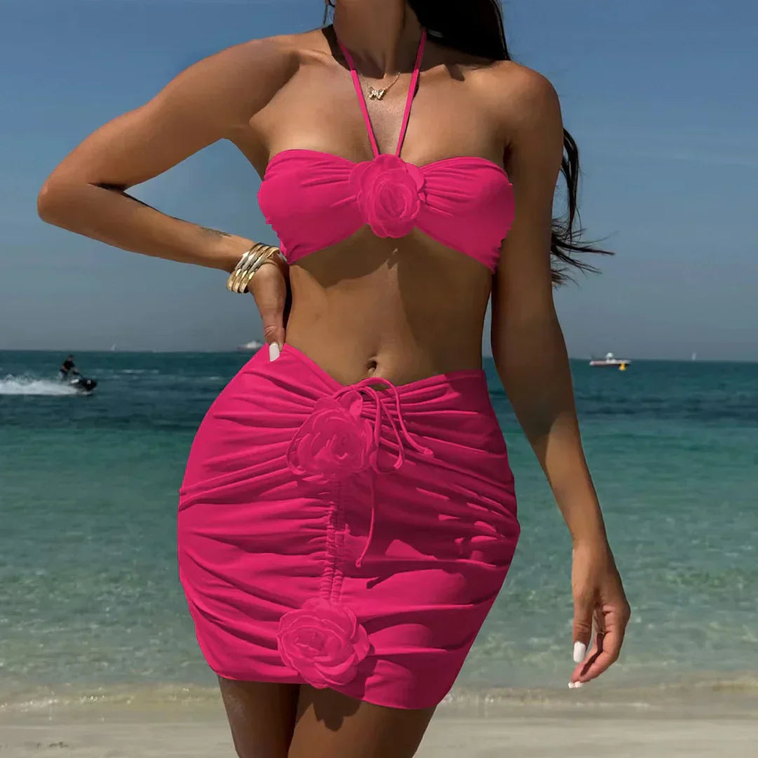 Dwuczęściowy strój kąpielowy z biustonoszem bez ramiączek