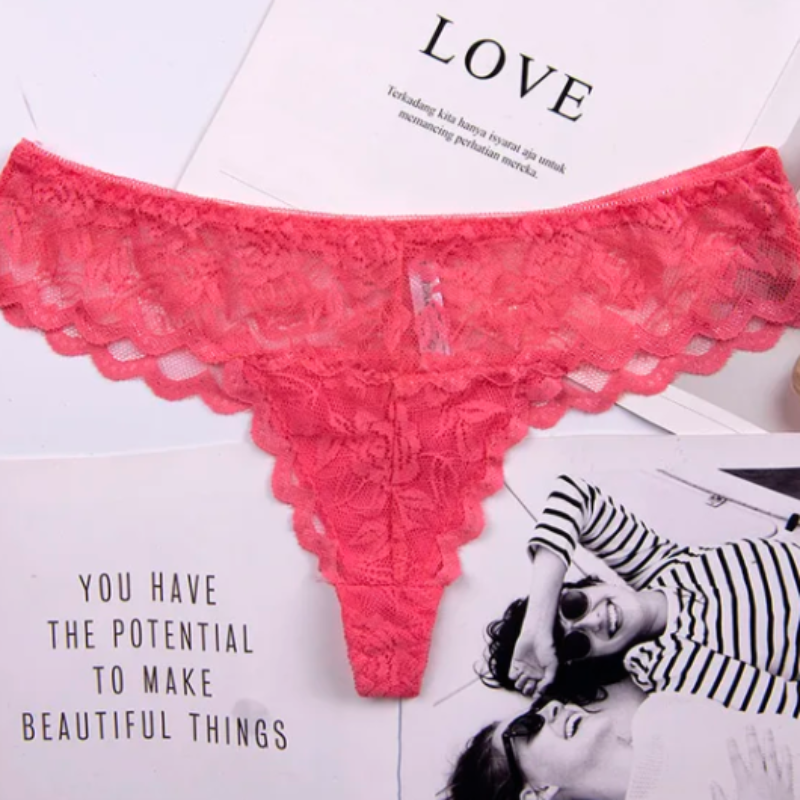 Czerwony Uniwersalne koronkowe stringi