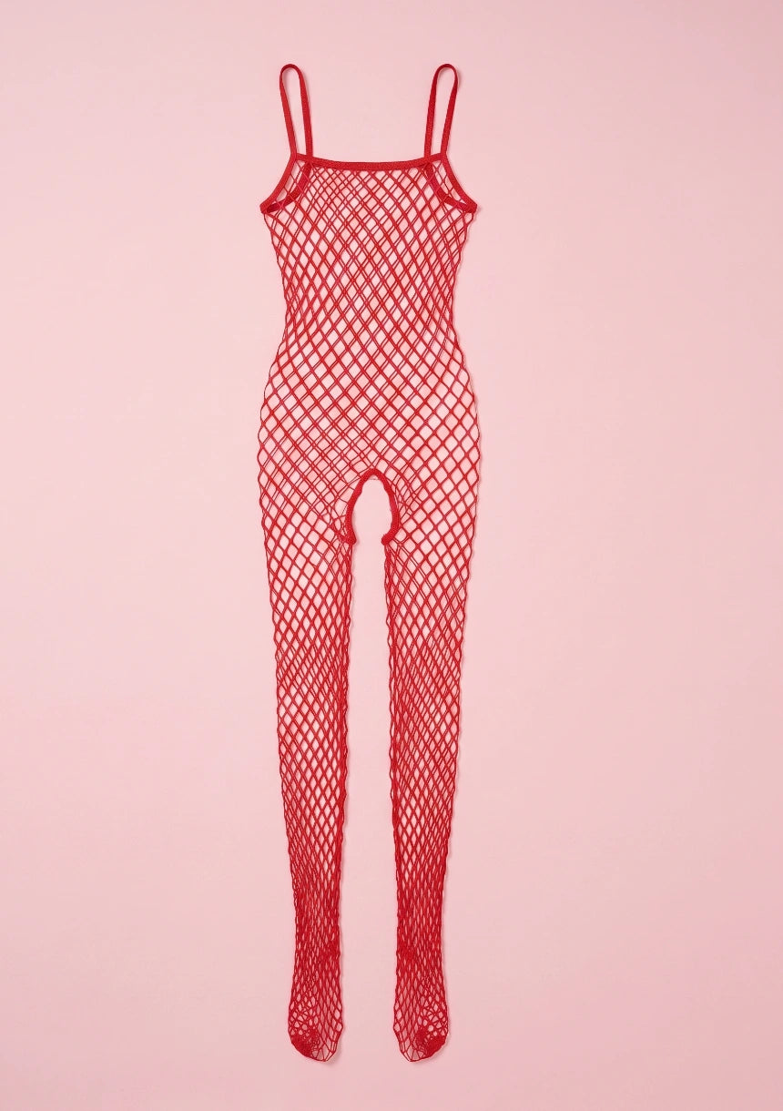 Siateczkowe bodystocking z ramiączkami