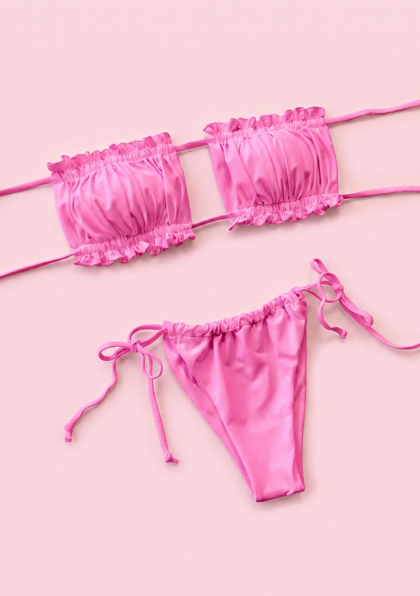 Dwuczęściowy strój kąpielowy bikini z marszczeniami