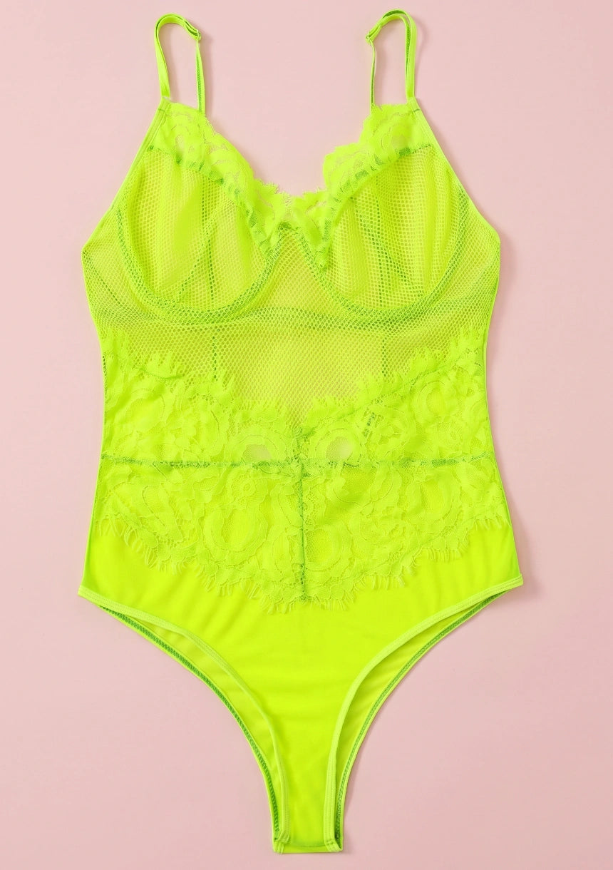 Neonowe body koronkowe