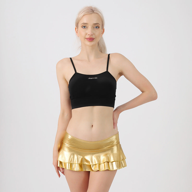 Metaliczna mini spódniczka - Złoty / Uniwersalny