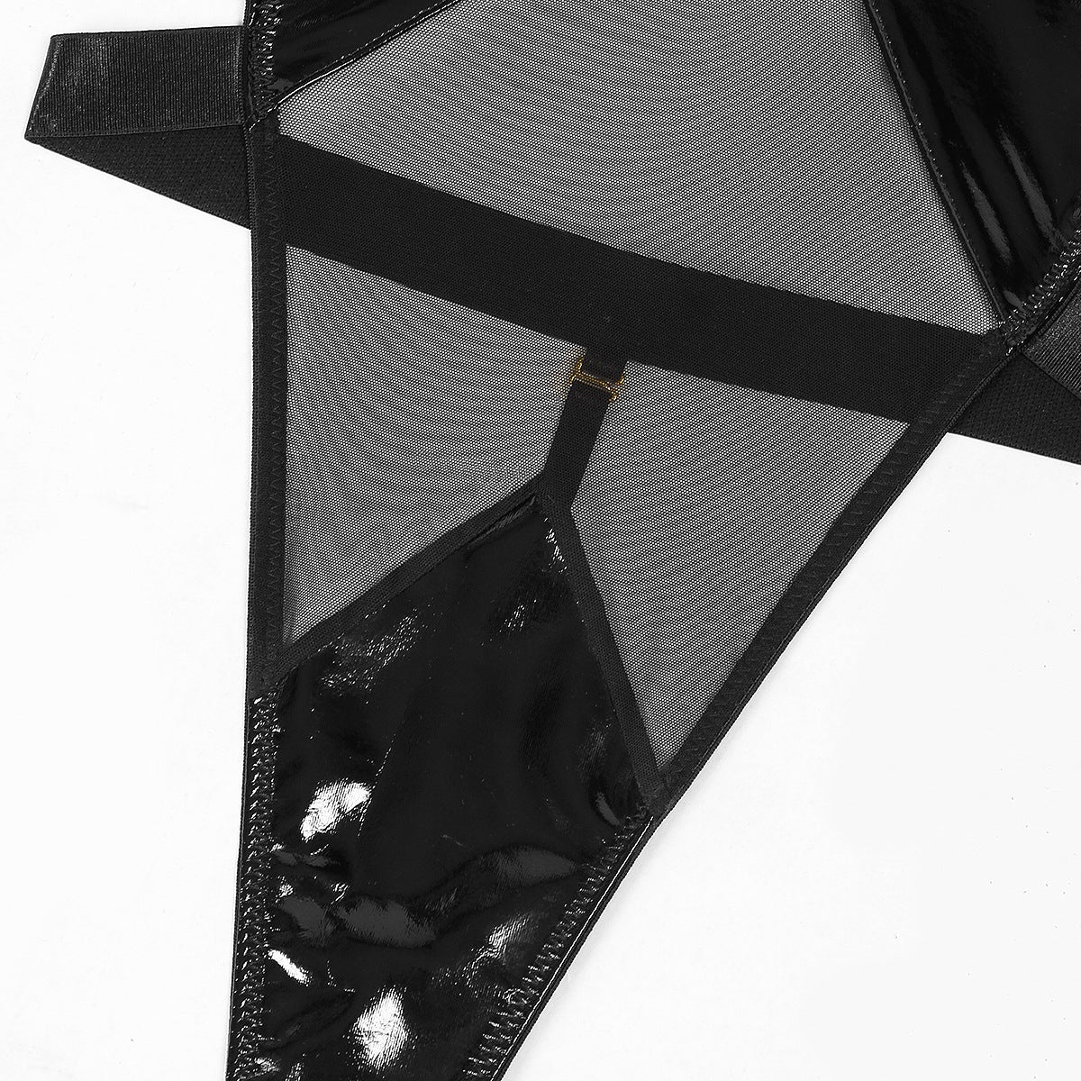 Body lateksowe z siateczkowymi wstawkami na brzuchu