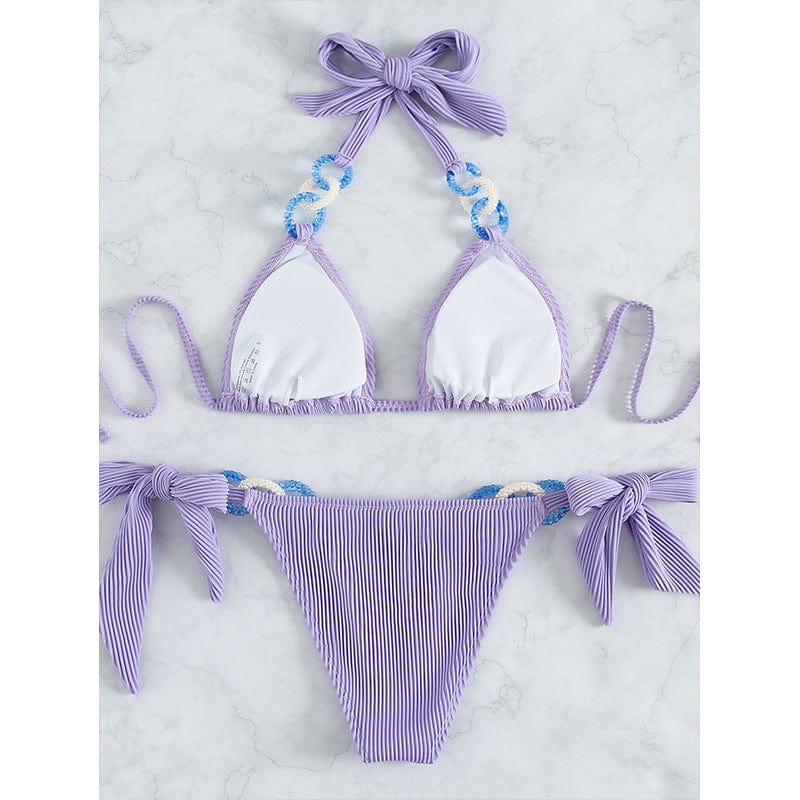 Bikini z wysokim stanem z ozdobnymi pierścieniami