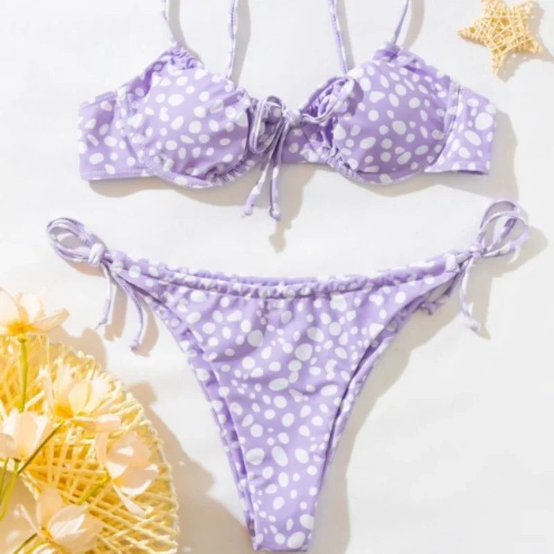 Dwuczęściowy strój kąpielowy bikini w kropki