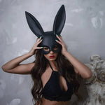 Skórzana maska z uszami królika
