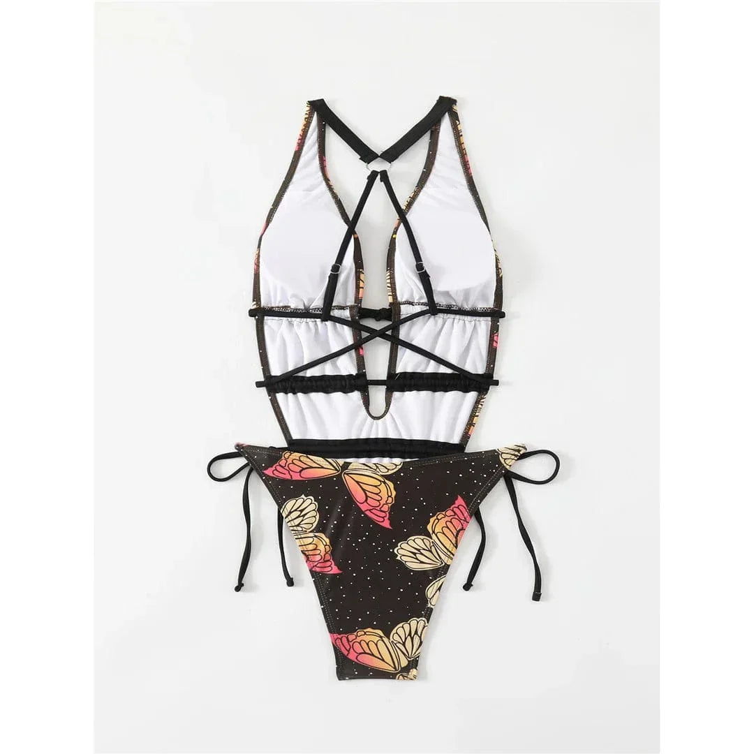 Jednoczęściowy strój kąpielowy z wiązaniem na biodrach