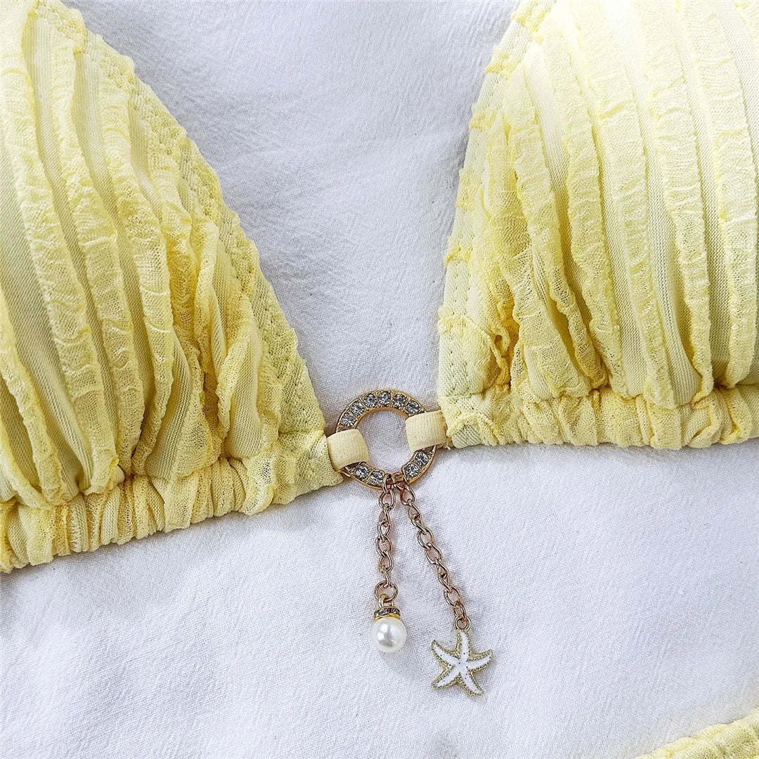 Dwuczęściowy strój kąpielowy z regulowanymi wiązaniami