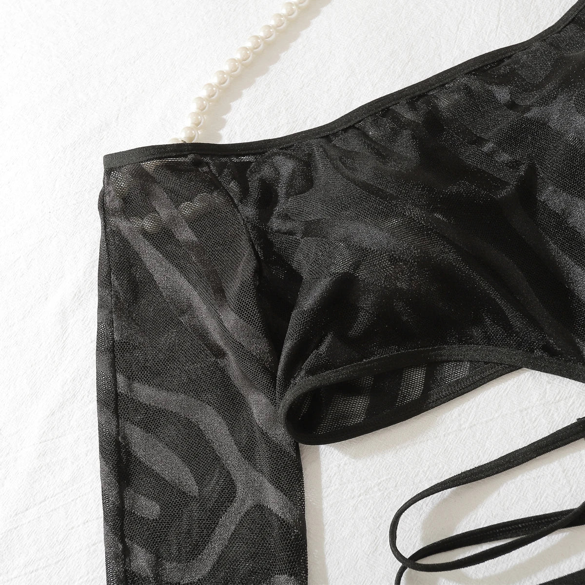 Komplet bielizny bodystocking z rękawiczkami