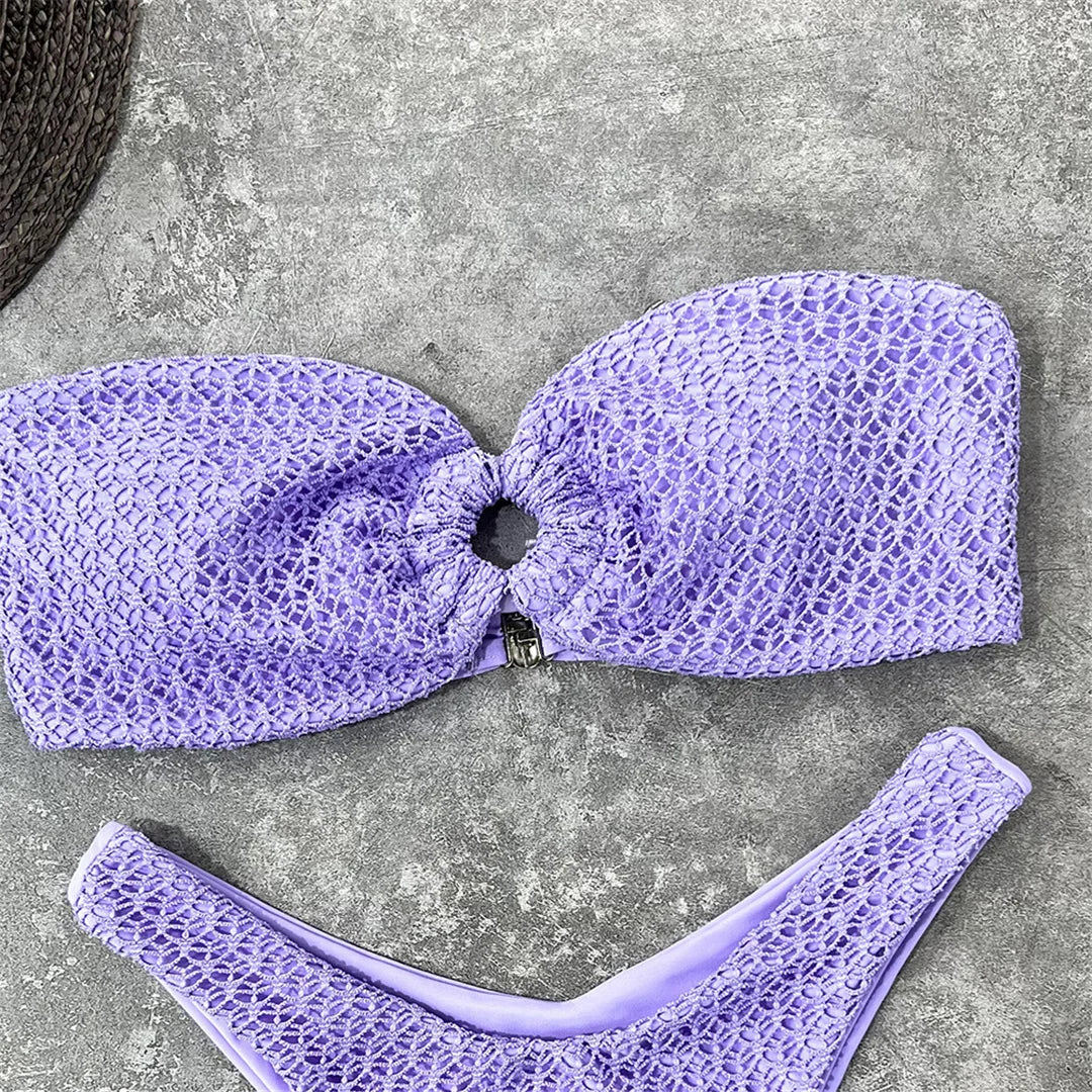 Dwuczęściowy strój kąpielowy bez ramiączek