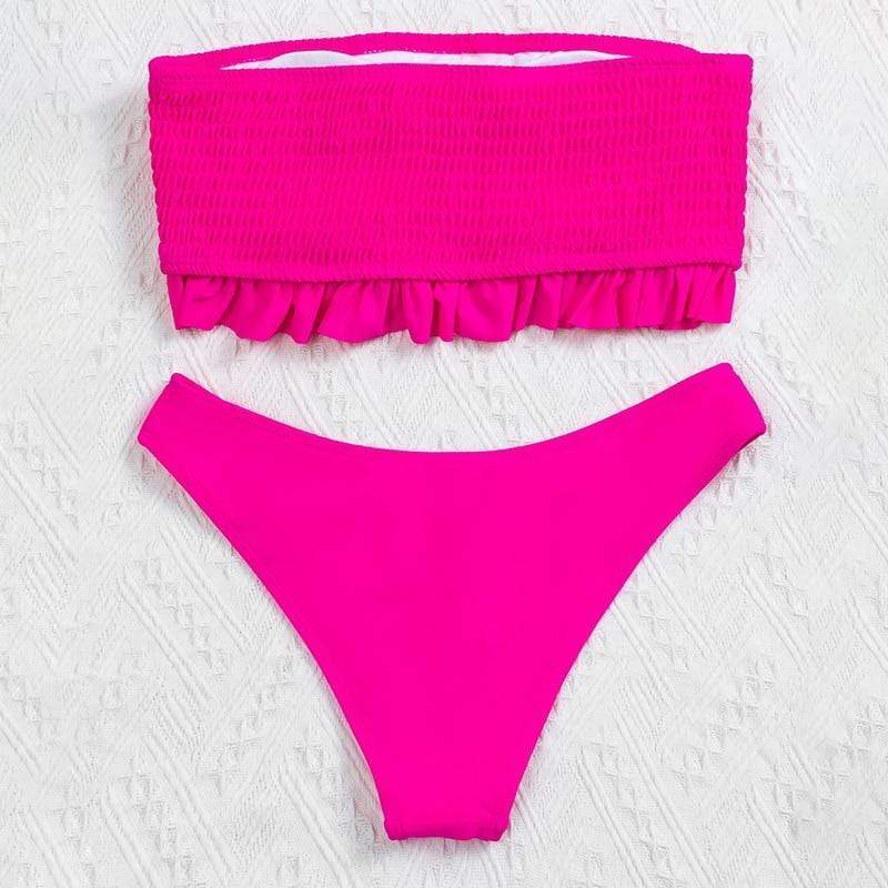 Dwuczęściowy strój kąpielowy z wysokim stanem