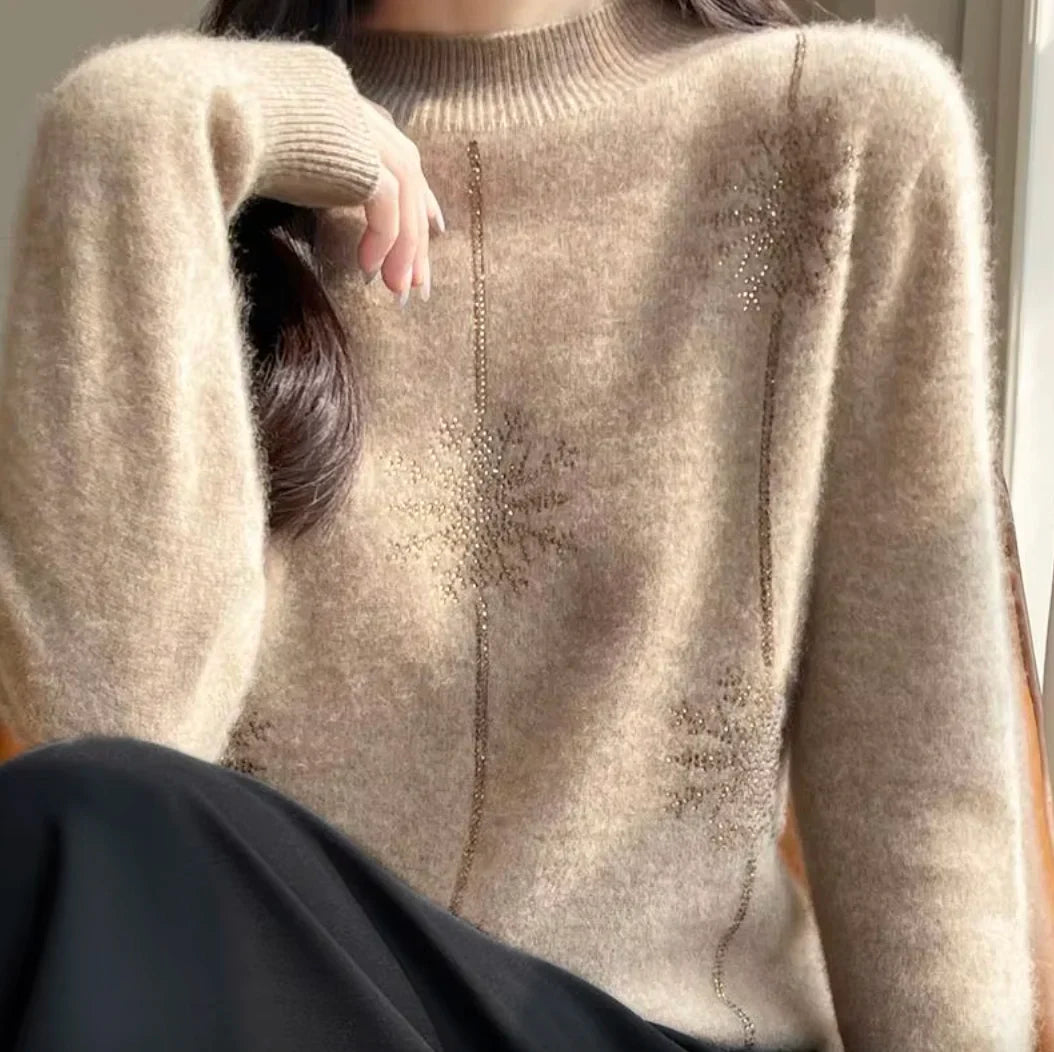 Miękki sweter z ozdobnymi śnieżynkami