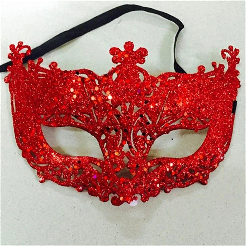 Brokatowa maska - Czerwony / Uniwersalny
