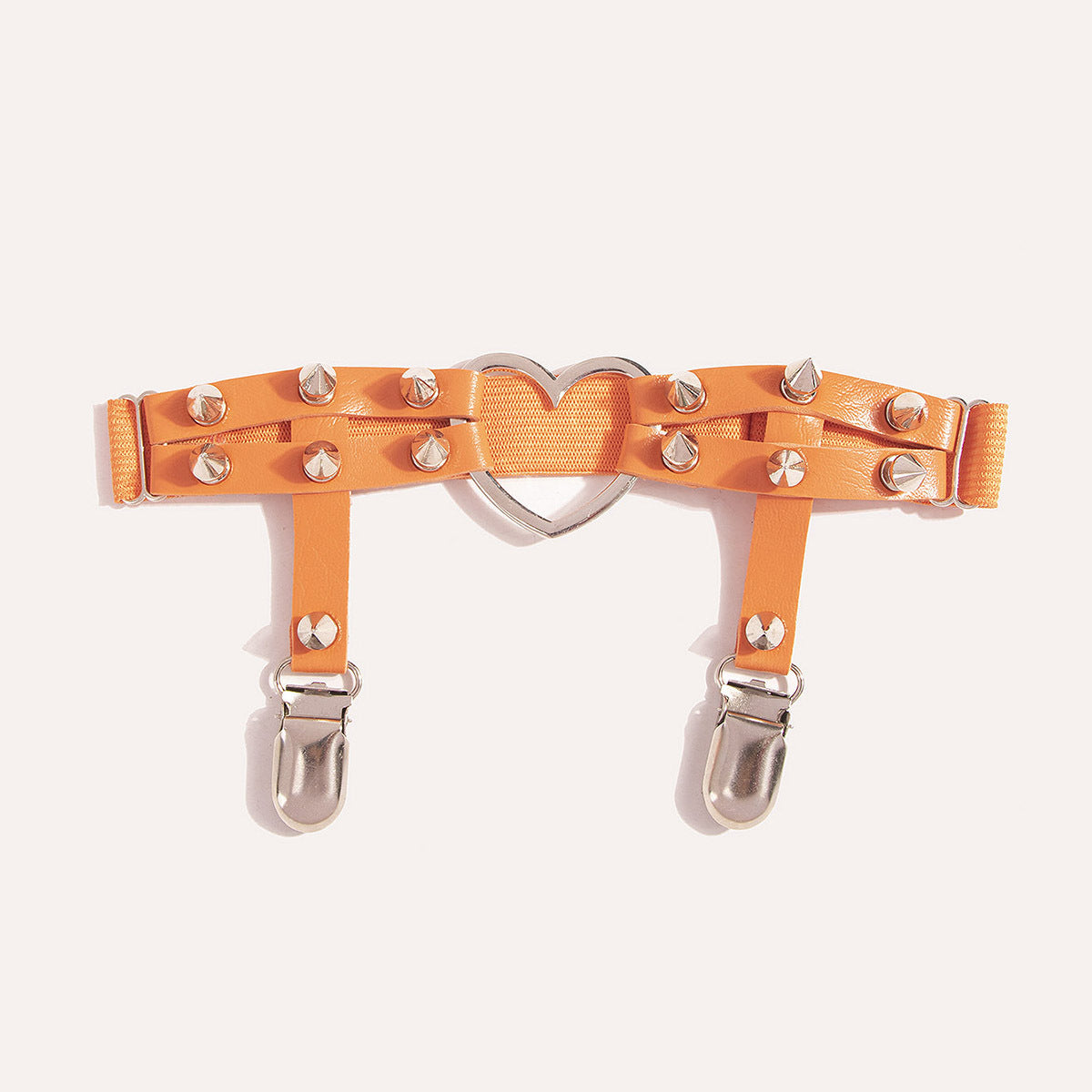 Harness na udo z kolcami - Pomarańczowy / Uniwersalny