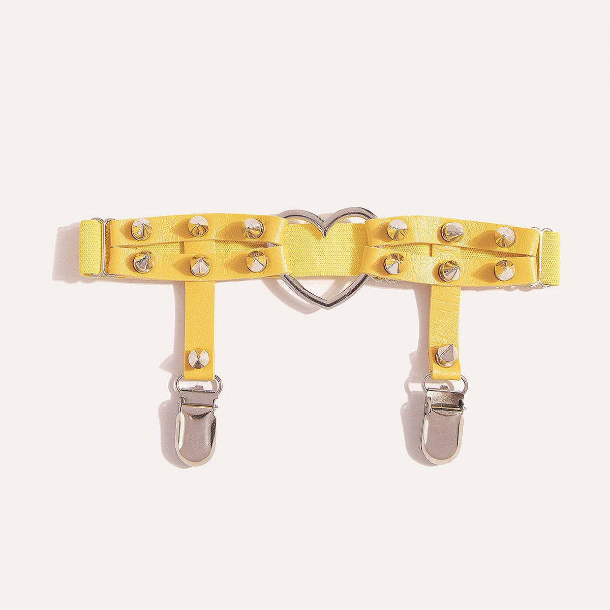 Harness na udo z kolcami - Żółty / Uniwersalny