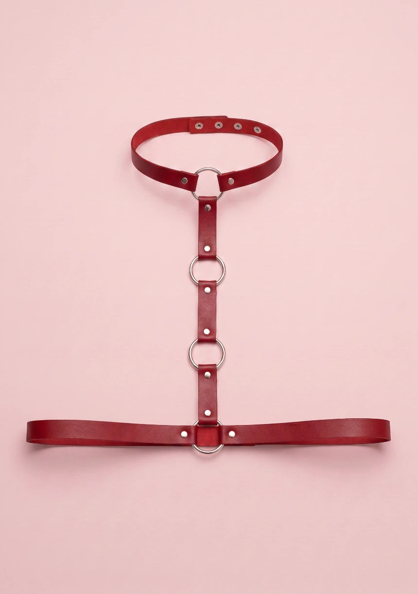 Skórzany harness do biustonosza