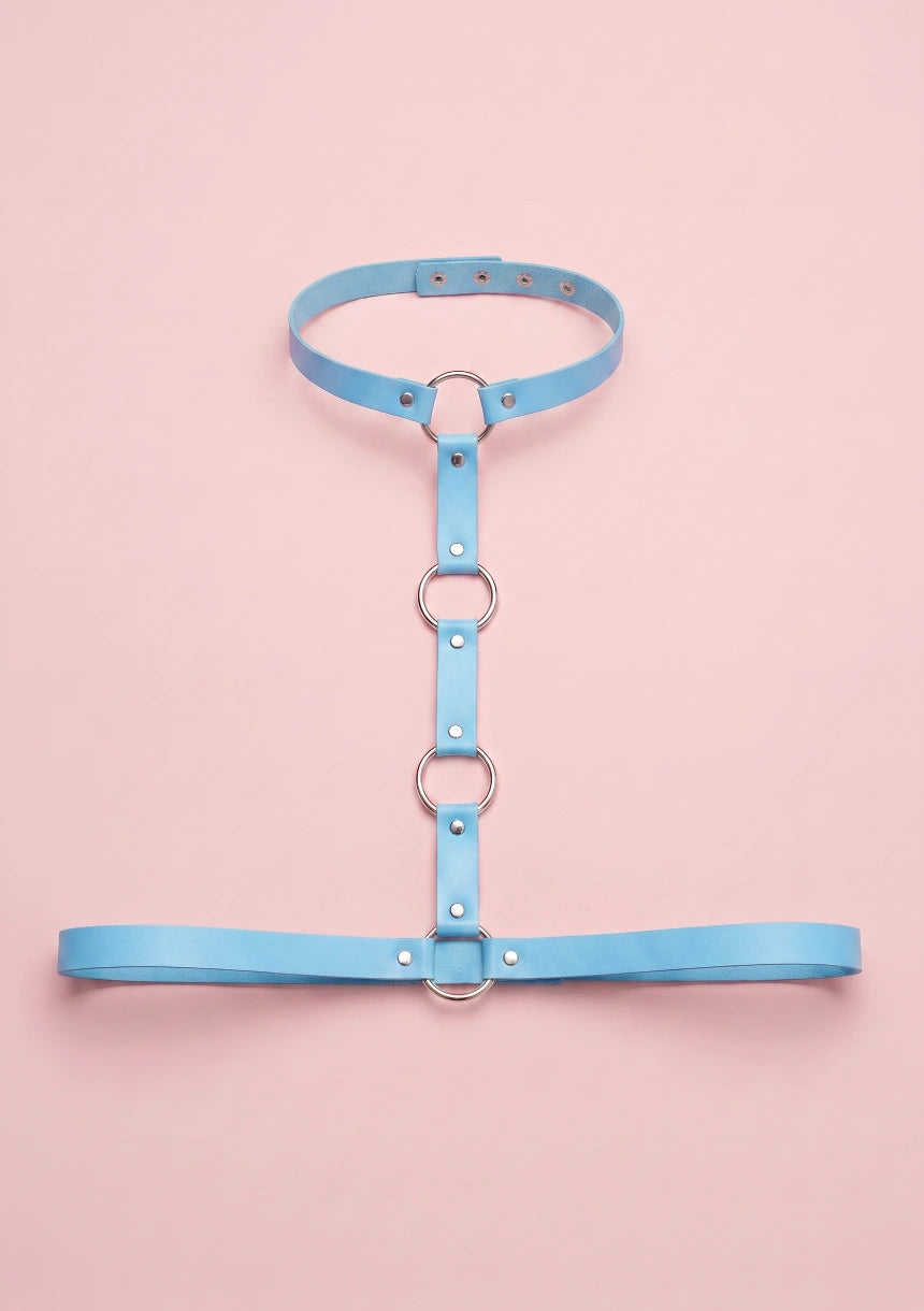 Skórzany harness do biustonosza