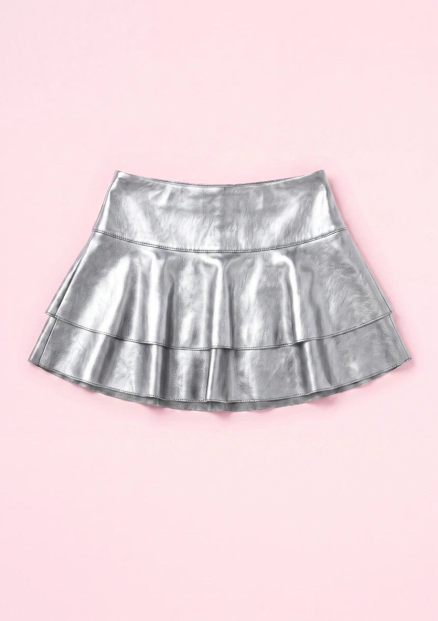 Metaliczna mini spódniczka