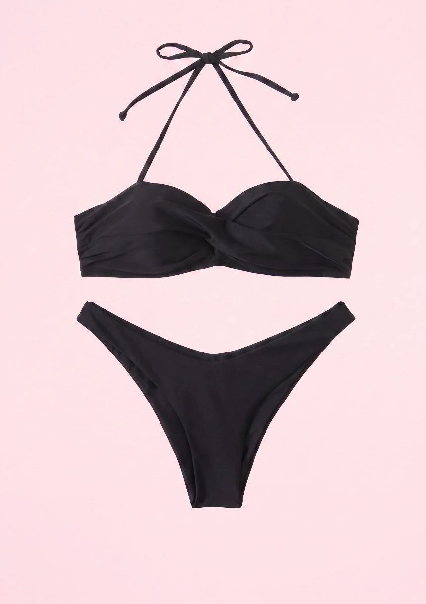 Dwuczęściowy strój kąpielowy bikini wiązany na szyi