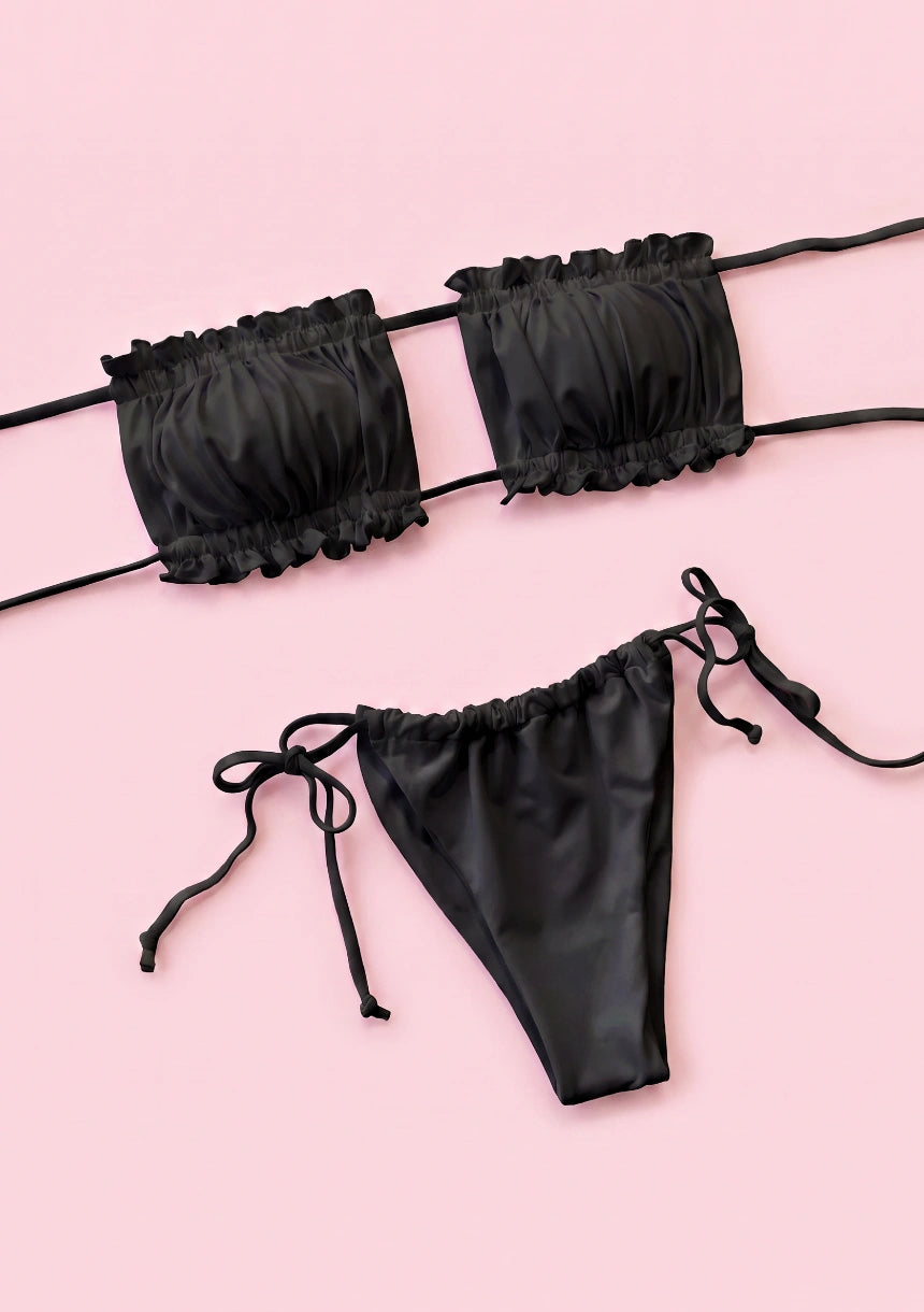 Dwuczęściowy strój kąpielowy bikini z marszczeniami