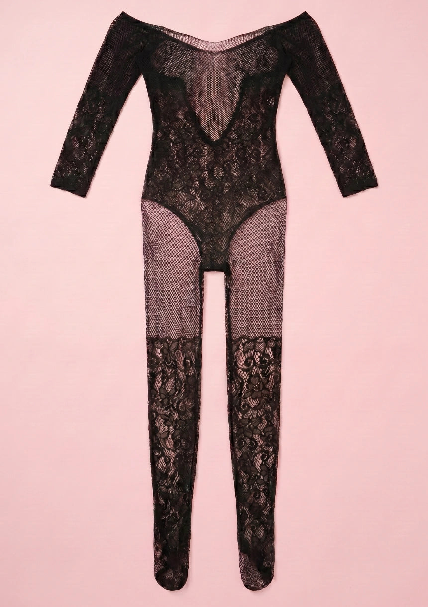 Bodystocking z głębokim wycięciem na plecach