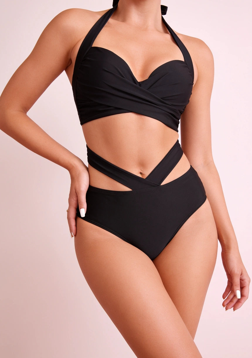 Dwuczęściowy strój kąpielowy bikini push up z wysokim stanem
