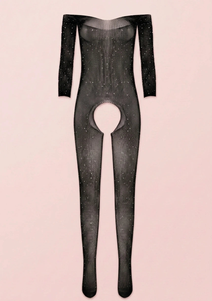 Kabaretkowe bodystocking z cyrkoniami