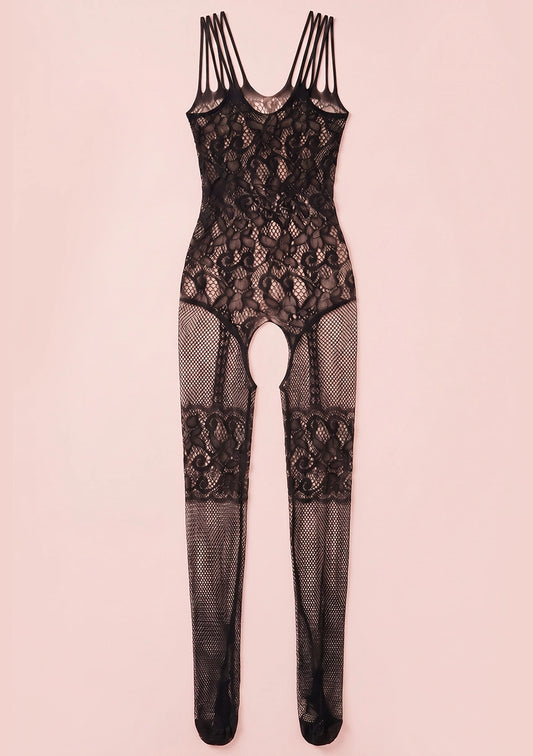 Bodystocking z ozdobnymi ramiączkami