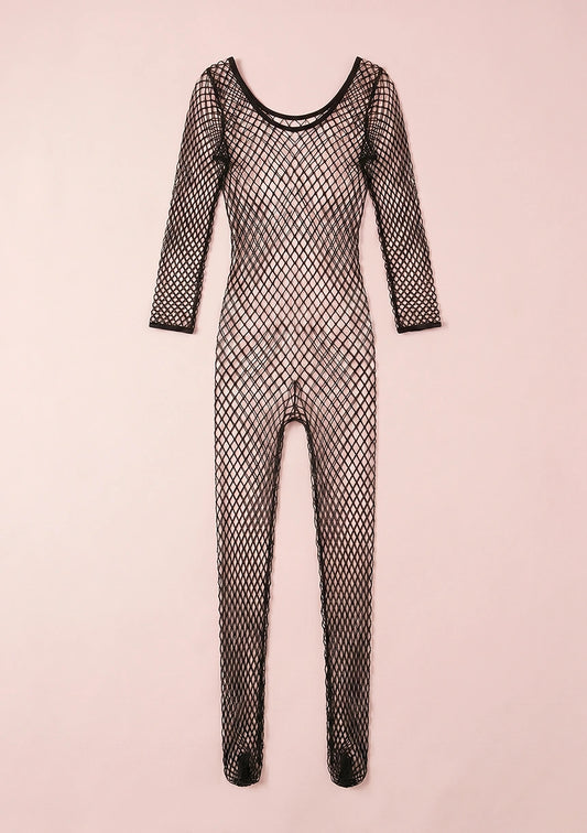 Siateczkowe bodystocking bez ramiączek
