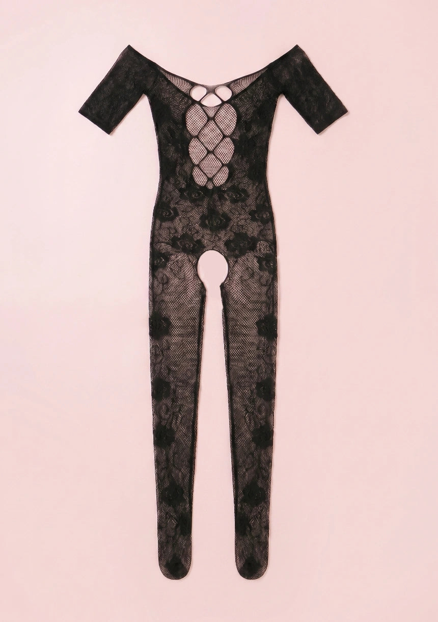 Bodystocking z ozdobnymi wiązaniami
