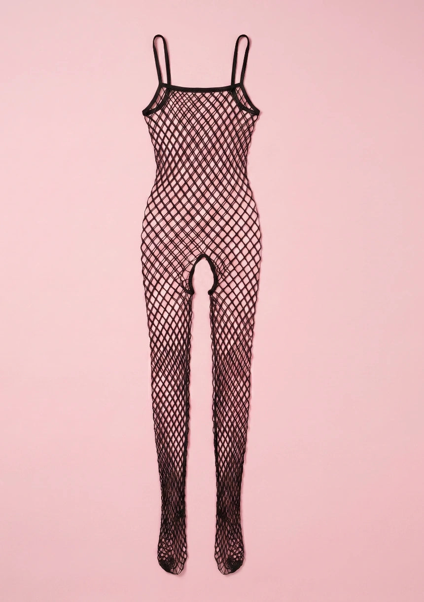 Siateczkowe bodystocking z ramiączkami