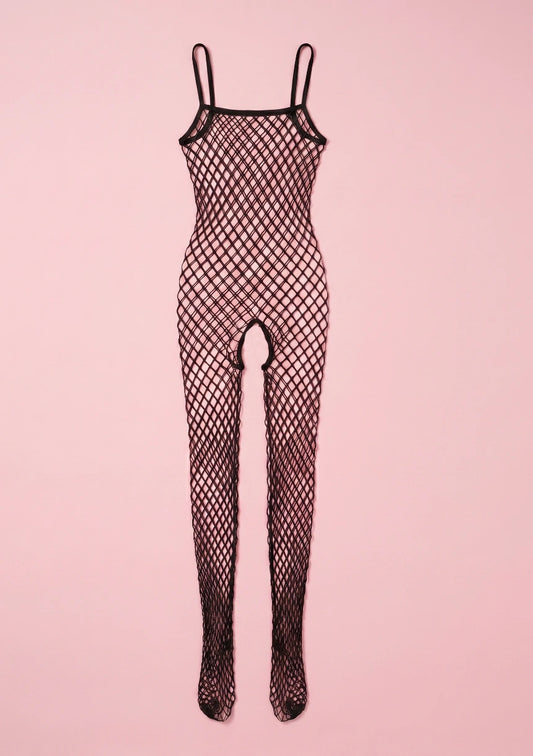 Siateczkowe bodystocking z ramiączkami