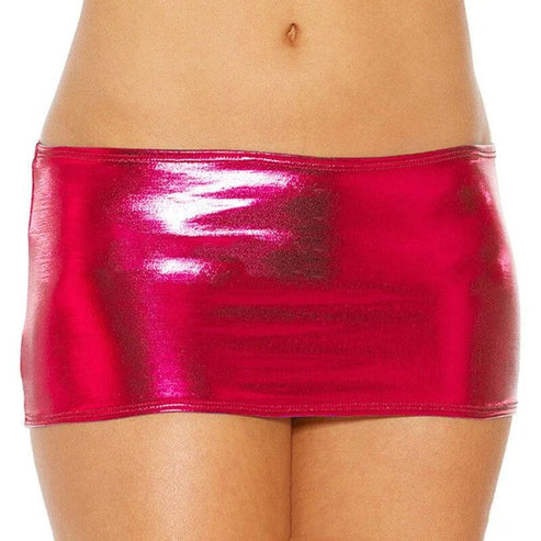 Metaliczna mini spódniczka - Czerwony / Uniwersalny