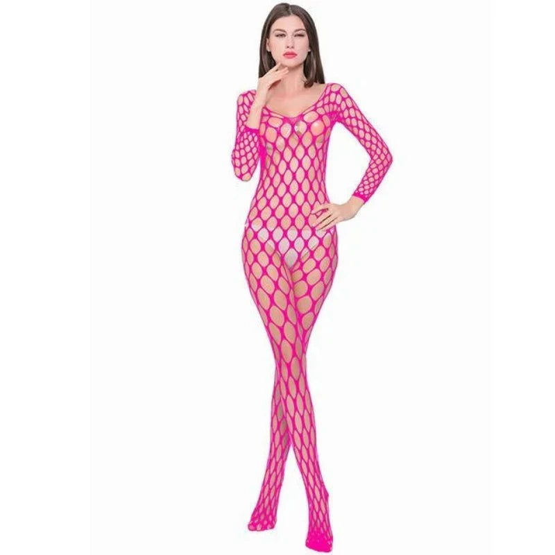 Różowy Bodystocking z siateczki