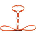 Skórzany harness do biustonosza - Pomarańczowy / Uniwersalny